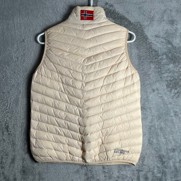 Scandinavian Explorer Women's Ultra Light Down Feather Vest Cream Medium - Picture 3 of 6